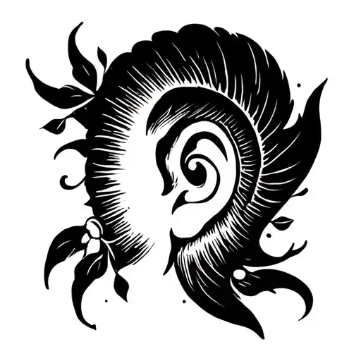 A Small Thumb Tack Tattoo In Black And White Fine Lines That Will Go Behind The Ear