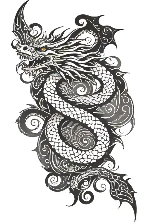 Dragon Scales And Tribal Swirls