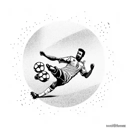 A Detailed Soccer Player Silhouette Kicking A Ball In Front Of The Estadio Santiago Bernabeu