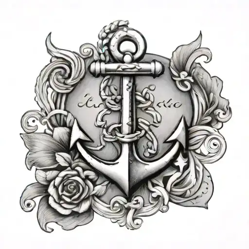 Anchor With Letters D N Engraved On It