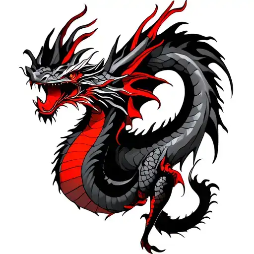 Black And Red Colour Dragon