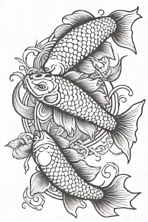 Pisces Zodiac Sign Intertwined With Koi Fish Yin