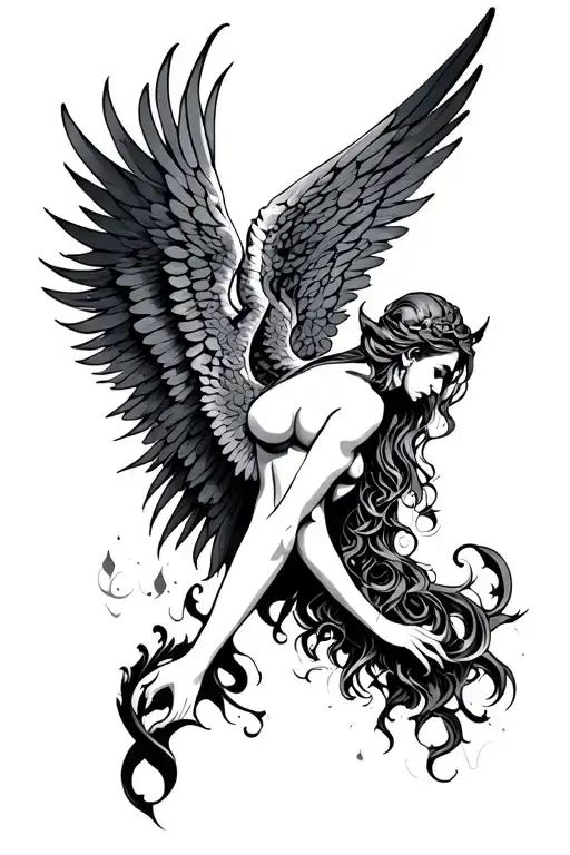 Angel Back Tattoo Demonology Inspired
