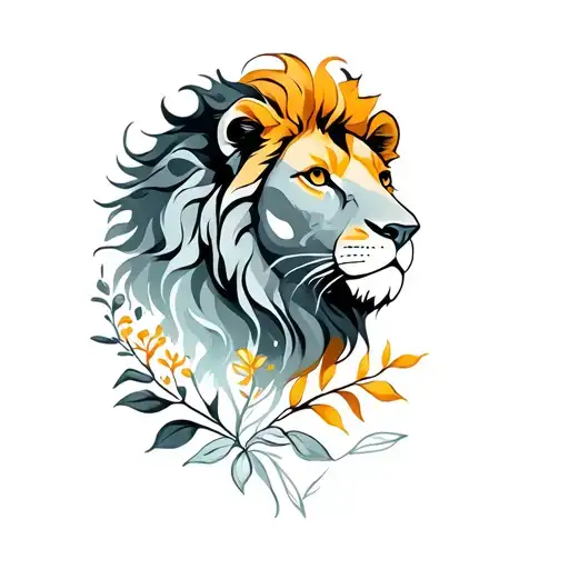 Astrological Sign Of The Lion With Plants