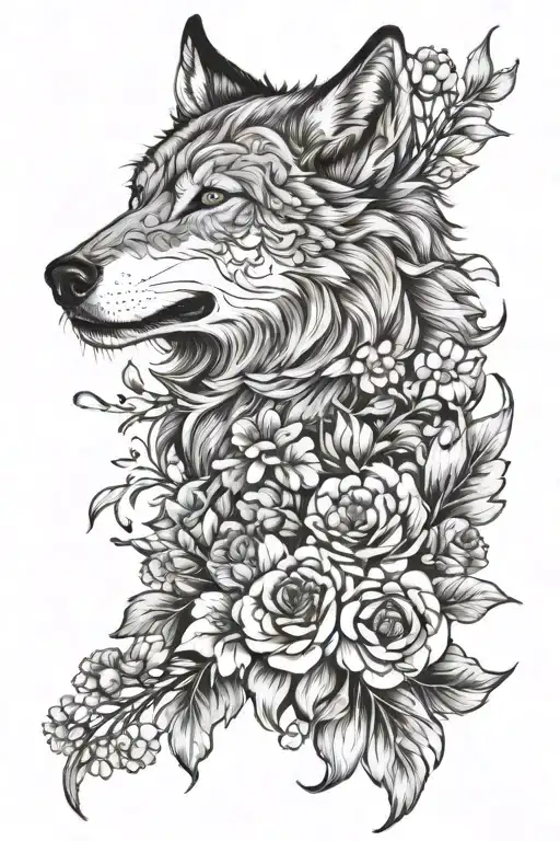 Wolf And Flowers Wrapping