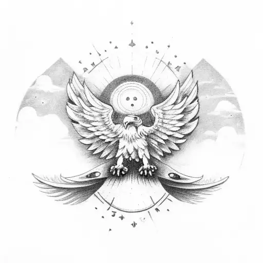 Eagle On Top Of Lunula Symbol
