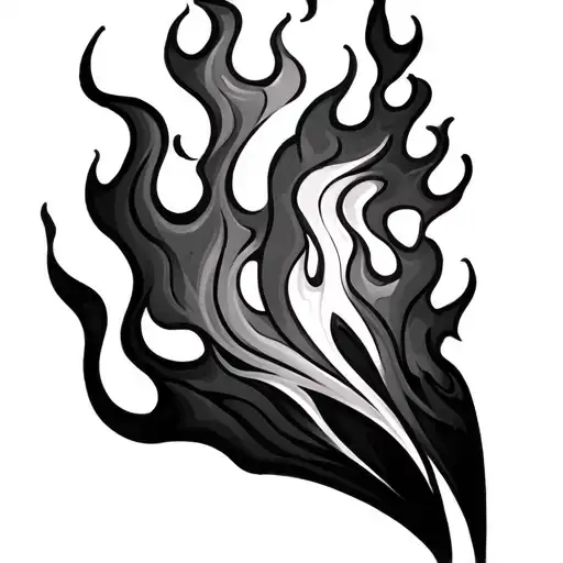 Black And White Flames Bottom Right Forarm Half Sleeve Shaded Black And Grey