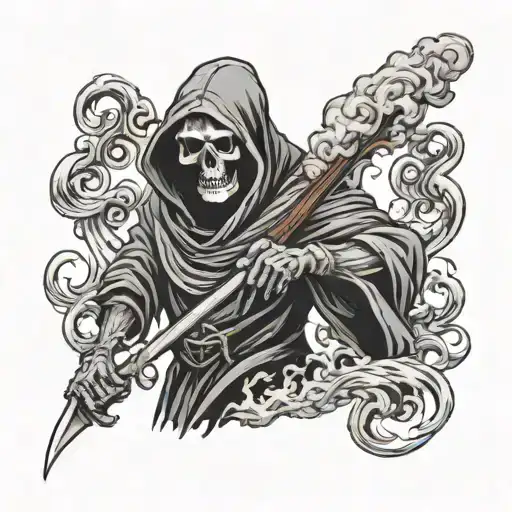 Grim Reaper In Smoke Billowing