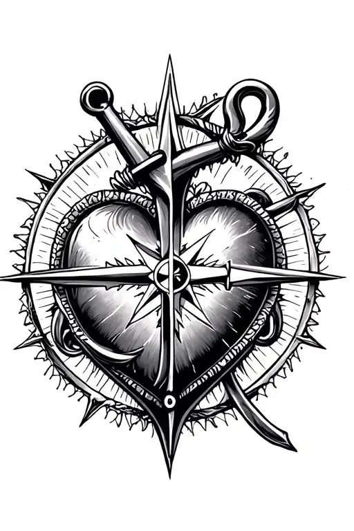 Anchor Heart Cross Compass Surrounded