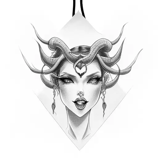 Sexy Devil Girl With Heart Necklace