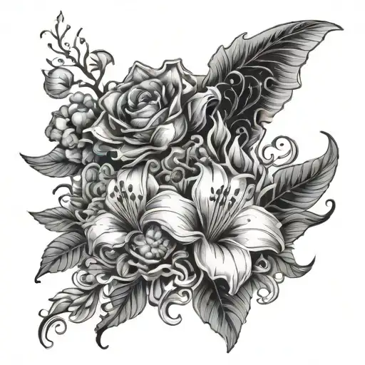 2 Faces Floral Design Featuring Ocean Scene