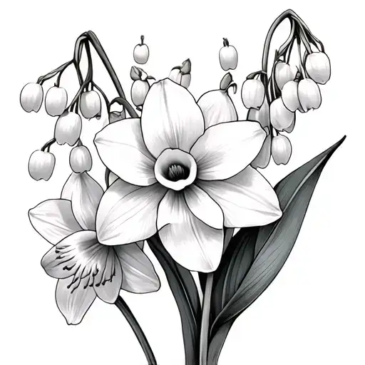 Daffodil Lillie's And Lily Of The Valley Flowers