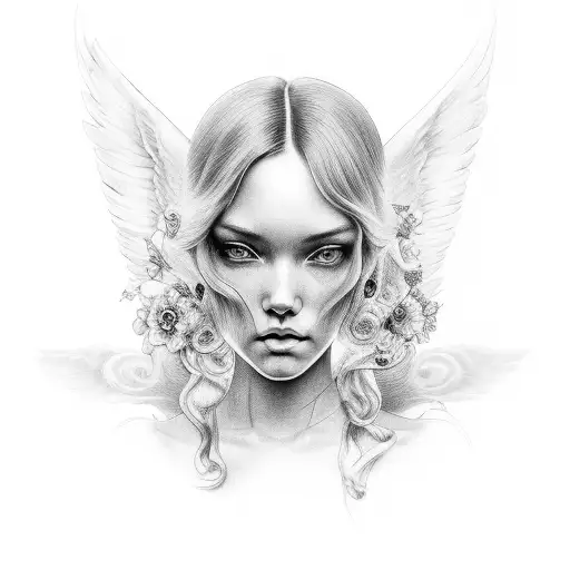 Retrato Con Silueta De Angel