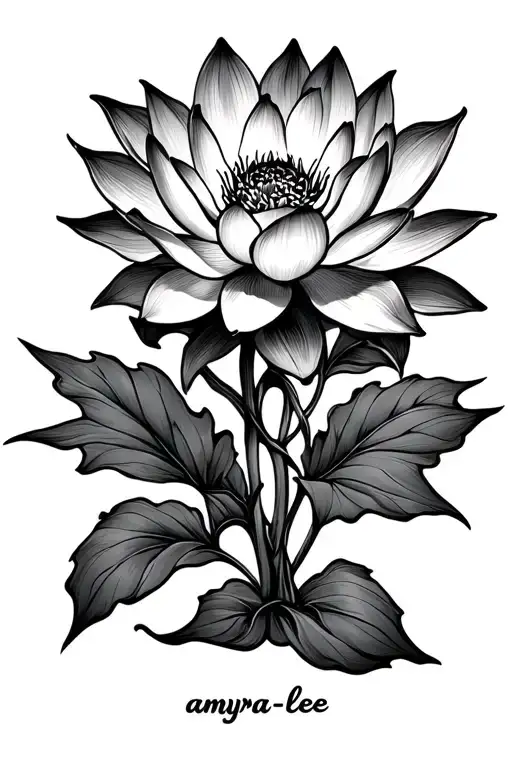 Lotus Flower With The Name Amyra-lee Intertwined In The Stem