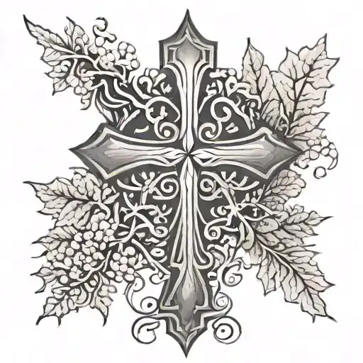 Nature Cross Tattoo For Men
