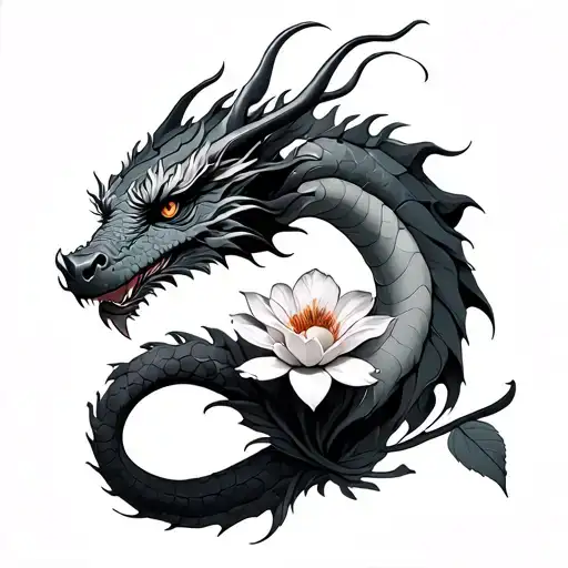 Dragon And Flower And Three