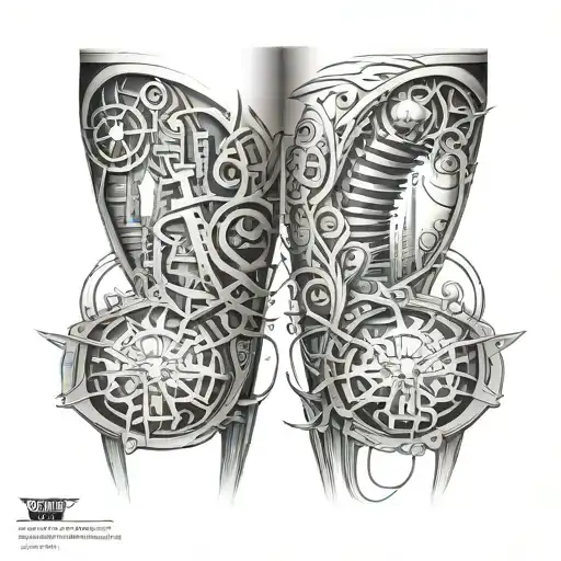 Bio Mechanical Epcot Inspired Leg Sleeve In Black And White