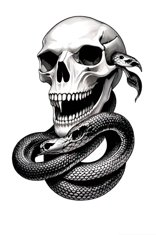Animal Skull With Snake Wrapped