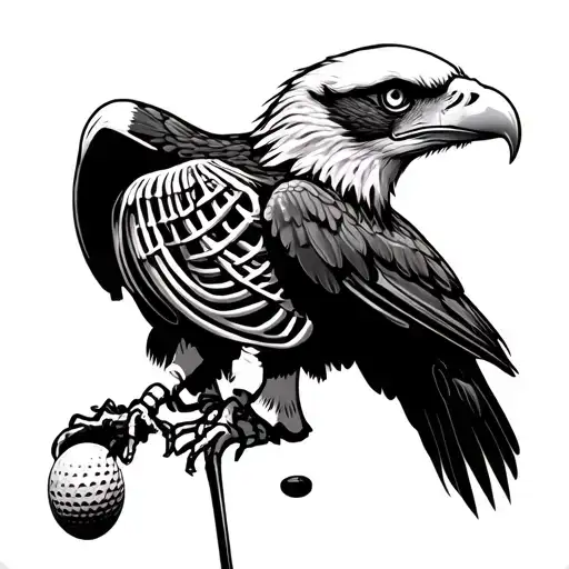 Bald Eagle Golfing Skeleton