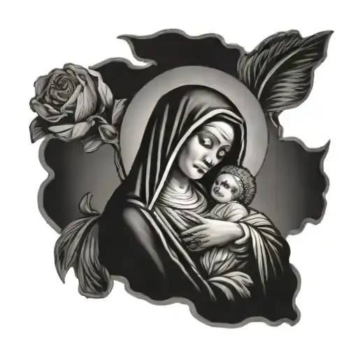 Mother Mary Black Grey