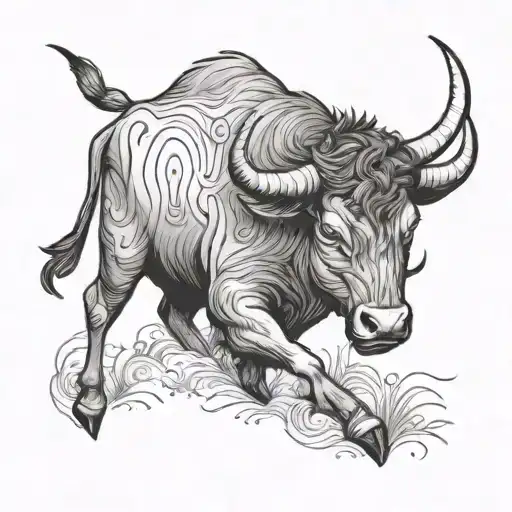 Spirit Animal Ox Over Initial A Black Grey