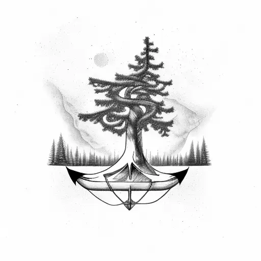 Anchor And Douglas Fir Tree