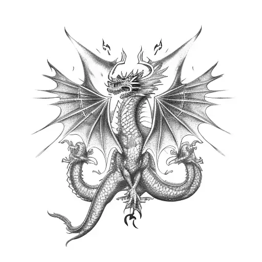 A Dragon Breathing Fire With Musical Symbols In The Flames