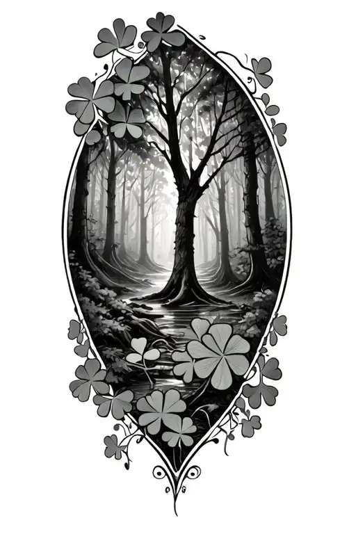 Shamrocks And Trees In A Forest