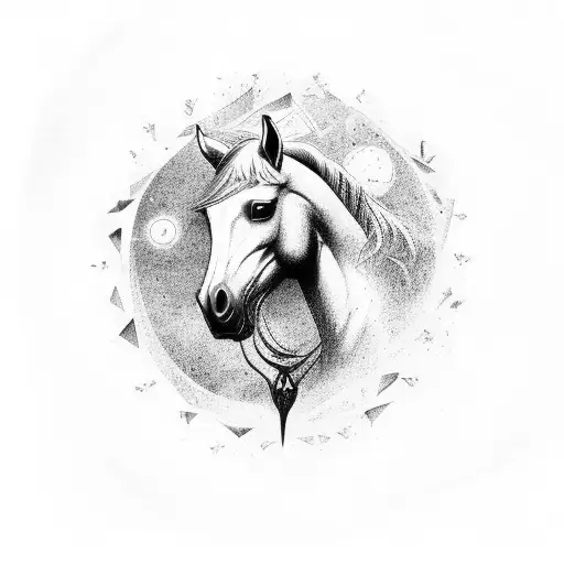 A Majestic Horse With Elements Of The Tree Of Life Incorporated Into Its Mane