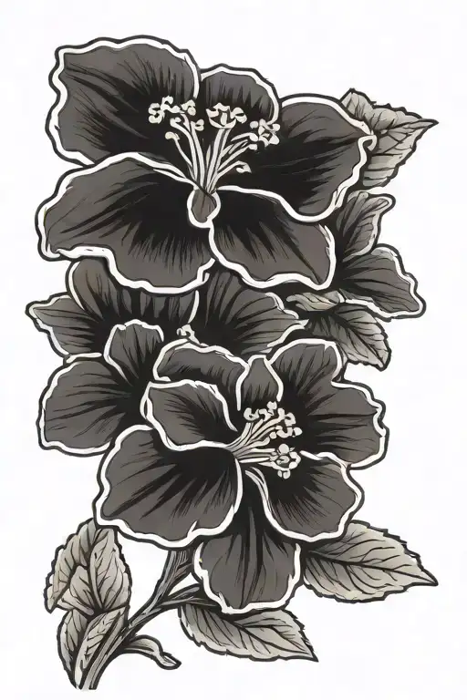 African Violet Single Flower With Stem Using Fine Line