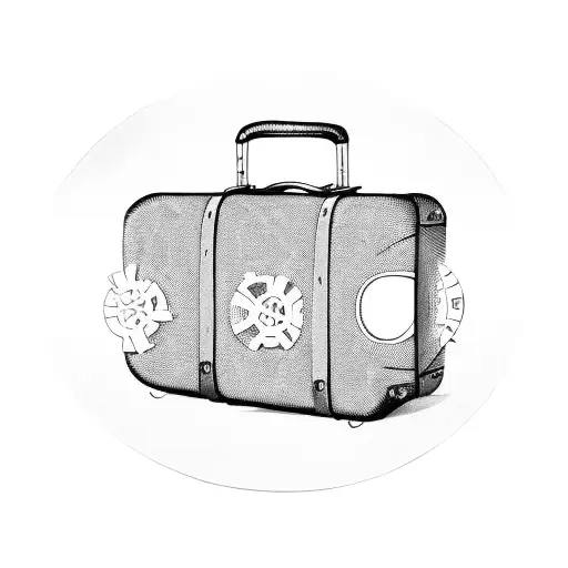 A Pressed Penny Design Of A Vintage Suitcase With Travel Stickers