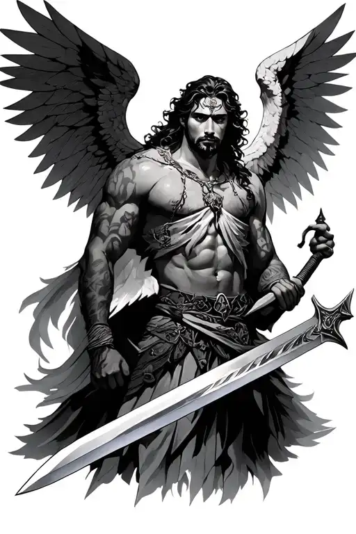 Arcanjo Miguel Angel Holding A Sword