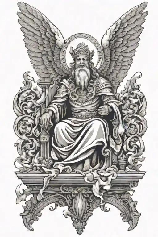 God As A Court Judge Coming Down From Heaven