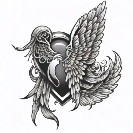 Angel Wings With Heart Beat And