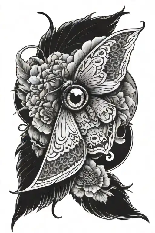 Moth And Eye Combined Together