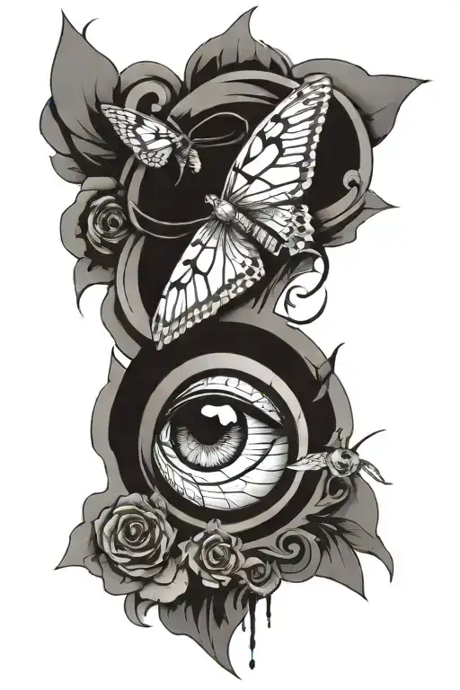 An Eye And A Moth Fusion Design Combining Them Together