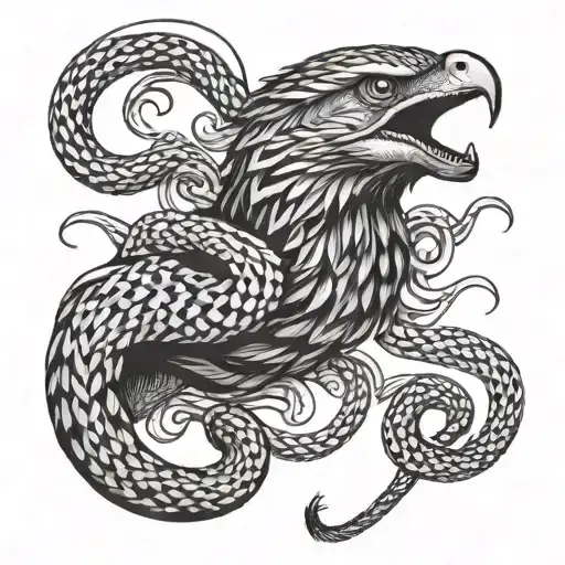 Hawk Clawing Snake Coiling