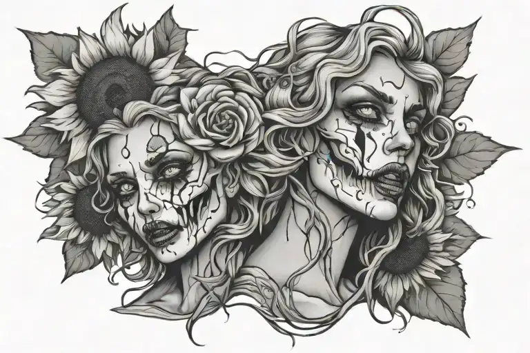 Zombie Women Sunflower Intertwined
