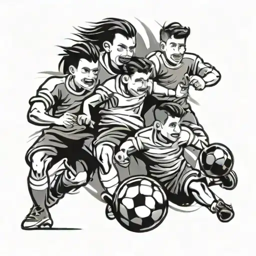 A Design Featuring The Client's Family And Friends Playing Football Together
