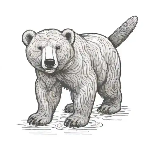 Polar Bear Beanie Baby Fine Line Minimalist