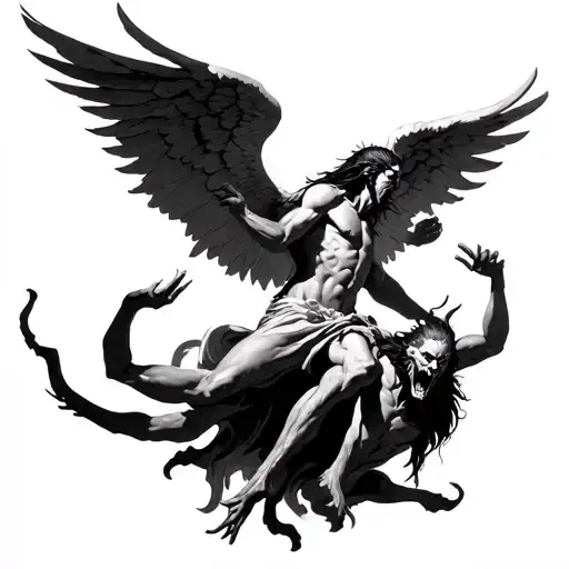 Angel Arcangel Fighting With Demons