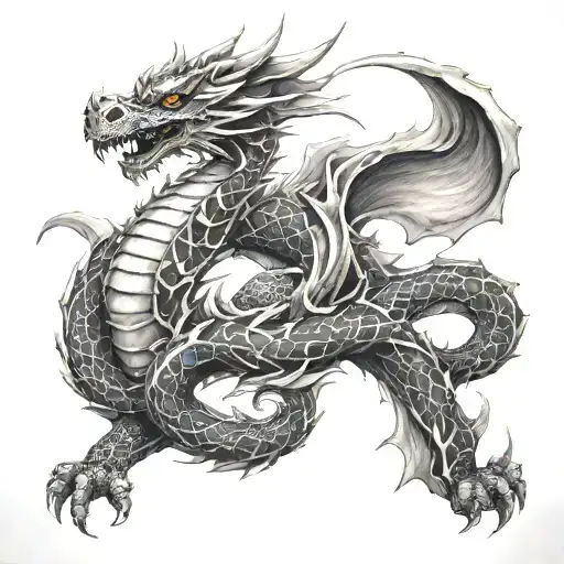 Leg Sleeve With A Dragon Starting At The Hip