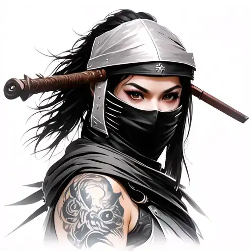 Realistic Portrait Of Female Shinobi Warrior