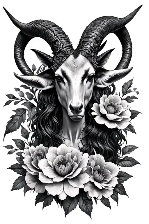 Baphomet Capricorn Flowers