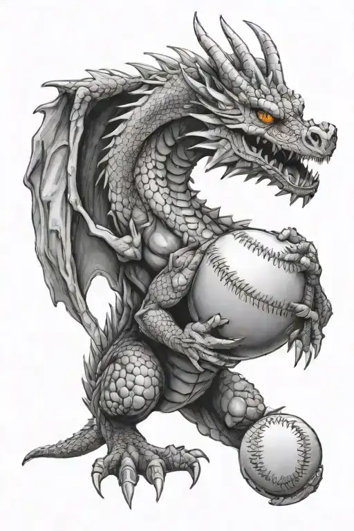Realistic Dragon Holding A Baseball With The Number 24 Inside The Baseball