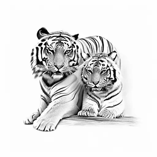 The Goddess Durga Riding A Tiger With Skulls And A Sword