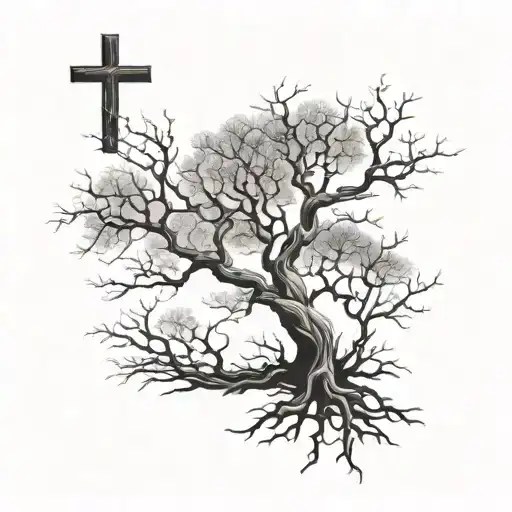 Leafless Tree With Cross