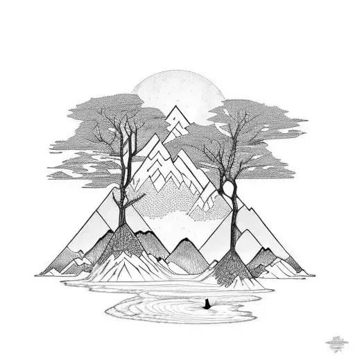 Mountains And Forest And Animals