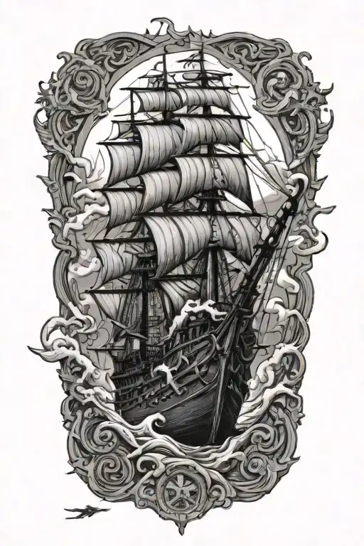 Ship And Kraken Attacking A Ship