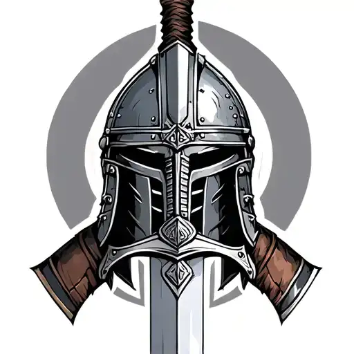 Gladiator Helmet And Sword